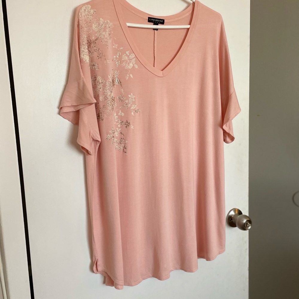 Lane Bryant Soft V-Neck Ruffle Sleeve Tee - Size 18/20 - Picture 3 of 13
